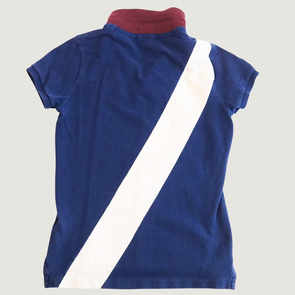 Ralph Lauren Skinny Polo Women M Navy White Sash Crest Equestrian Vintage Y2K - Picture 2 of 11